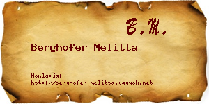 Berghofer Melitta névjegykártya